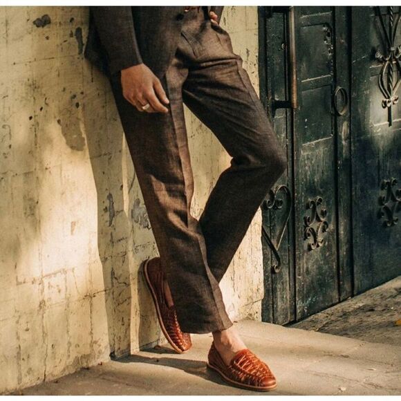 Taylor Stitch The Sheffield Trouser Mens 29 In Coco Brown Linen Unfinished NEW - Picture 7 of 16